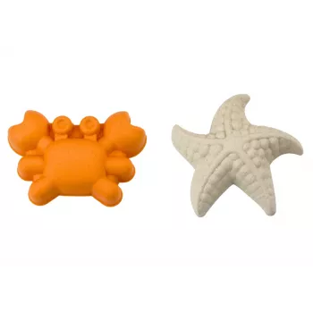 LEAN TOYS smėlio žaidimų rinkinys - kibirėlis, malūnėlis, sietelis, 3 pastelinės formelės (6 vnt.)