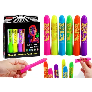 LEAN TOYS veido piešimo rinkinys Neon Fluorescent pieštukai 6 vnt.