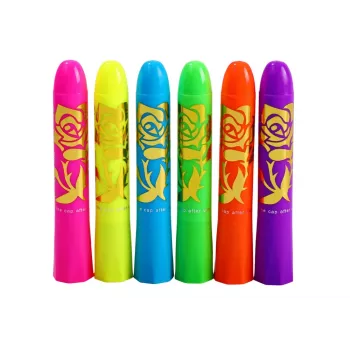 LEAN TOYS veido piešimo rinkinys Neon Fluorescent pieštukai 6 vnt.
