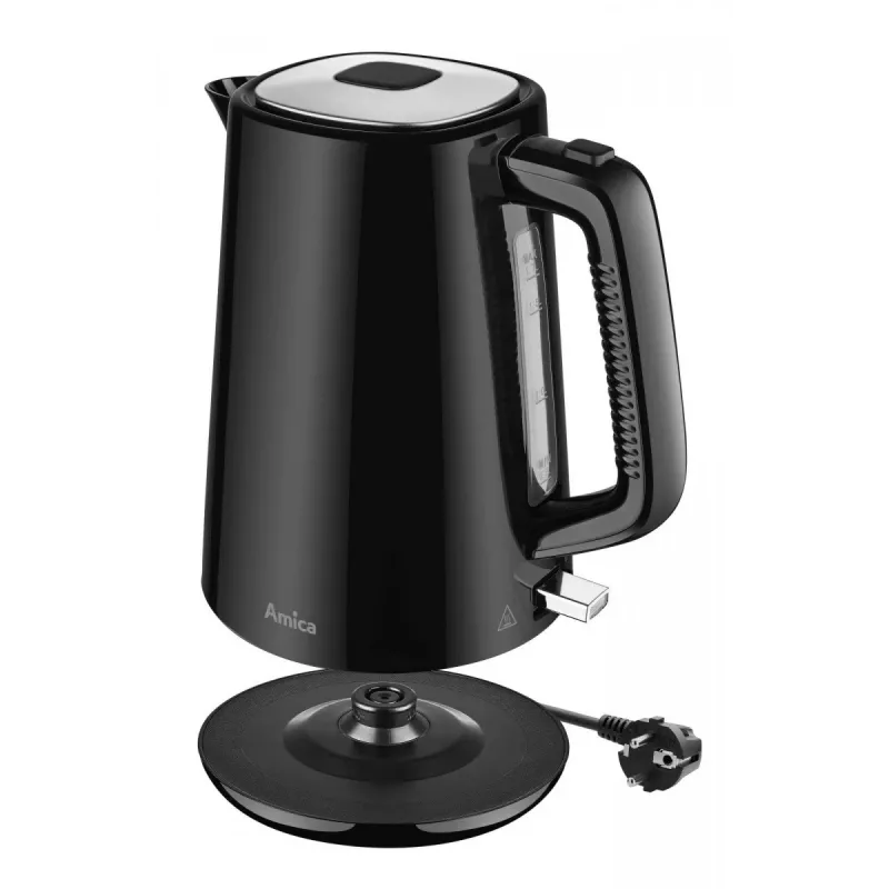 AMICA virdulys 1,7 l KF304 - 2200 W nerūdijančio plieno belaidis elektrinis virdulys, sidabrinis/juodas