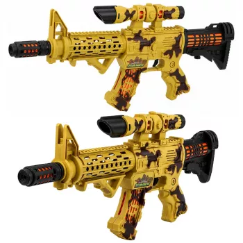 LEAN TOYS žaislinis šautuvas su taikikliu, judamu duslintuvu, šviesomis ir garsais, kamufliažinis, 54 cm