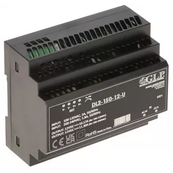 GLP DL2-150-12-U 150W 12V 12,5A perjungiamasis maitinimo šaltinis, skirtas DIN bėgeliui