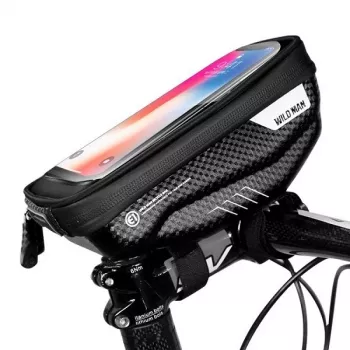 WILDMAN Bike Holder Case S E1 1L juodas – kompaktiškas dviračio rėmo krepšys su Velcro dirželiais