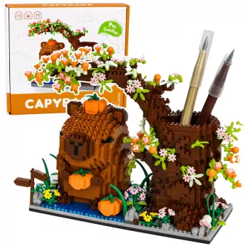 LEAN TOYS Capybara statybiniai blokeliai Medžio rašiklių organizatorius 1800 vnt.