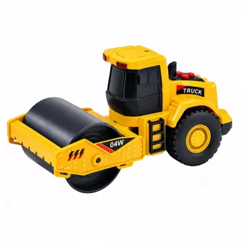 LEAN TOYS Road Roller 1:32 mastelio volas su besisukančiu voleliu, šviesomis ir garsais, geltonas