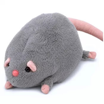 LEAN TOYS Plush žaislinė žiurkė su ilga uodega, pilka, 40 cm
