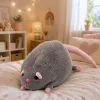 LEAN TOYS Plush žaislinė žiurkė su ilga uodega, pilka, 40 cm