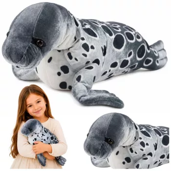 LEAN TOYS Realistinis ruonis minkštas žaislas 50 cm, pilkas