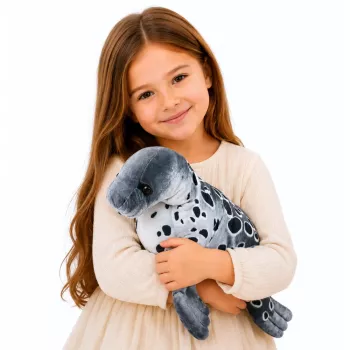 LEAN TOYS Realistinis ruonis minkštas žaislas 50 cm, pilkas