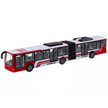 LEAN TOYS nuotolinio valdymo miesto autobusas raudonai baltas, 1:20 mastelis