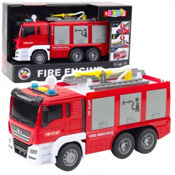 LEAN TOYS gaisrinis automobilis su vandens purškimu, šviesomis ir garsais – inercinis gelbėjimo automobilis