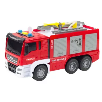 LEAN TOYS gaisrinis automobilis su vandens purškimu, šviesomis ir garsais – inercinis gelbėjimo automobilis