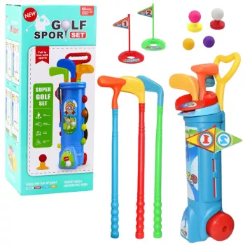 LEAN TOYS golfo rinkinys su vežimėliu ir lazdomis – lauko sporto žaidimas, 20 dalių