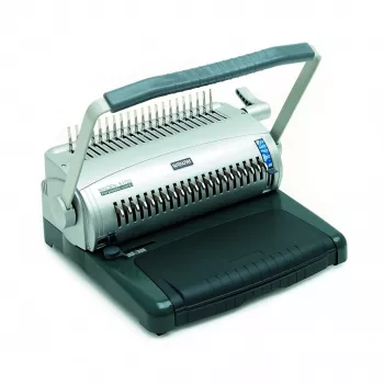 WALLNER S-100 rankinė plastikinių įvairių kombų įrišimo mašina A4 A5 Letter, 250 lapų talpa, 21 skylės perforatorius, svirtimi valdoma