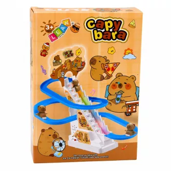 LEAN TOYS Capybara Track Slide su judančiais laiptais, šviesomis ir garsais – muzikinis lipimo žaislas vaikams nuo 3 metų