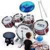 Suprimo K-Drums 1 vaikų būgnų komplektas su 5 būgnais, cimbolu, taburete ir lazdelėmis, raudonas
