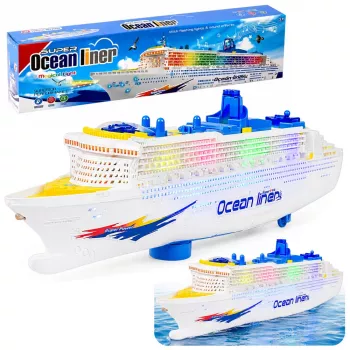 LEAN TOYS Passenger kruizinis laivas su inercine pavara, šviesomis ir garsais