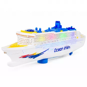 LEAN TOYS Passenger kruizinis laivas su inercine pavara, šviesomis ir garsais