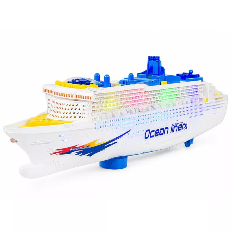LEAN TOYS Passenger kruizinis laivas su inercine pavara, šviesomis ir garsais