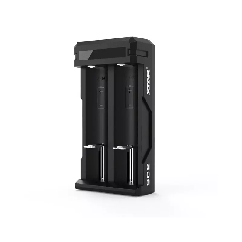 XTAR SC2 USB-C 2 lizdų Li-ion akumuliatorių įkroviklis su 2A greitu įkrovimu ir 0V aktyvavimu