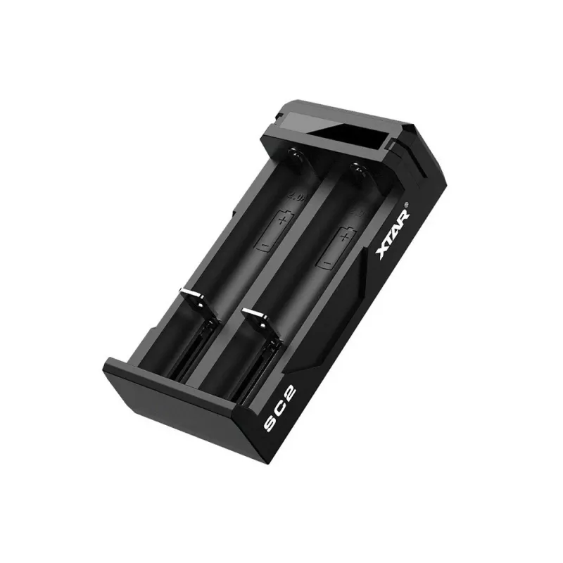 XTAR SC2 USB-C 2 lizdų Li-ion akumuliatorių įkroviklis su 2A greitu įkrovimu ir 0V aktyvavimu