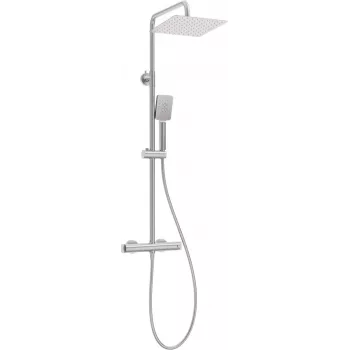 DEANTE NAC_F4HT lietaus dušo sistema su termostatiniu maišytuvu, chromuota, 250 mm apvali galvutė, 3 funkcijų rankinis dušas, 1500 mm žarna, reguliuojamas strypas