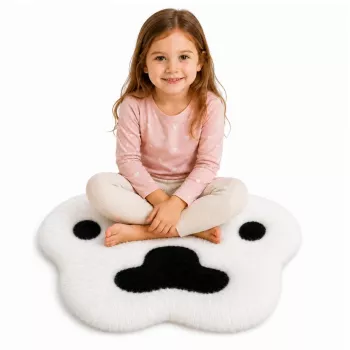 LEAN Plush Paw Rug Soft Fur Rug juodai balta 60 x 60 cm
