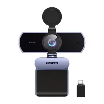UGREEN FineCam Lite 4K UHD internetinė kamera su 4 mikrofonų masyvu, privatumo užsklanda, reguliuojamu matymo kampu, automatinio kadravimo funkcija, HDR, USB-C, pilka