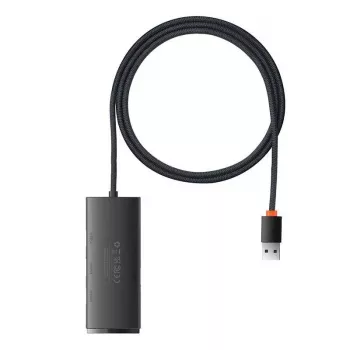 Baseus Lite Series 4 prievadų USB 3.0 šakotuvas - 5Gbps, be maitinimo, juodas (WKQX030101)