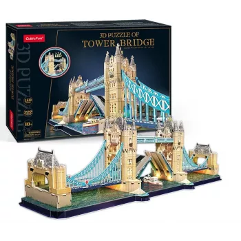 Cubic Fun 3D dėlionė Tower Bridge su LED apšvietimu | 113 detalių | Architektūros modelio rinkinys