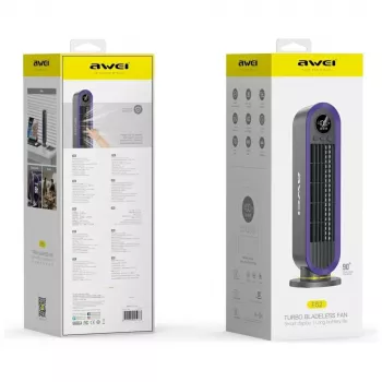 AWEI F52 3600mAh USB-C įkraunamas nešiojamas bokštinis ventiliatorius, pilka