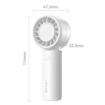 USAMS Hand Fan BC Series White 500mAh nešiojamasis rankinis ventiliatorius su 3 greičiais ir Micro USB įkrovimu