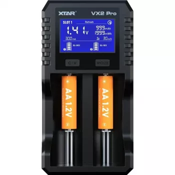 XTAR VX2 PRO SET 2 vietų daugiafunkcis įkroviklis su USB-C įvestimi ir power bank funkcija
