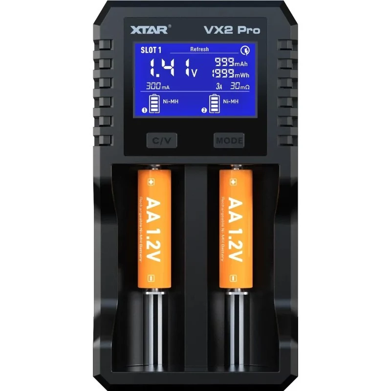 XTAR VX2 PRO SET 2 vietų daugiafunkcis įkroviklis su USB-C įvestimi ir power bank funkcija