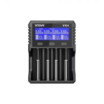 XTAR VX4 V2 KT 4 padų išmanusis baterijų kroviklis Li-ion, Ni-MH, Ni-CD su USB-C QC3.0