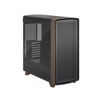 Fractal Design Summit Black TG Light Tint vidurinio bokšto kompiuterio korpusas su riešutmedžio priekine panele
