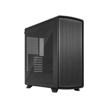 Fractal Design Summit Blackout TG Light Tint vidutinio bokšto kompiuterio korpusas - anglies juodos spalvos su tikro riešutmedžio priekine panele, grūdinto stiklo šonine sienele, 2x Aspect 14 PWM ventiliatoriais