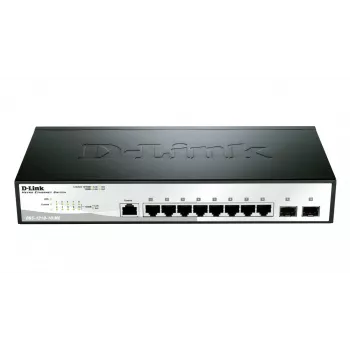 D-Link DGS-1210-10/ME/E išmanusis valdomas komutatorius (Smart Managed Switch), 8x Gigabit Ethernet, 2x SFP, tinkamas montuoti į stelažą