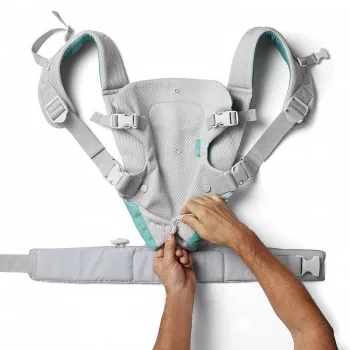 B-KIDS Infantino 4-in-1 keičiamas nešyklė kūdikiui, pilka, 3.6–14.5 kg, JPMA sertifikuota, su nuimamu Wonder Cover™ seiliniu