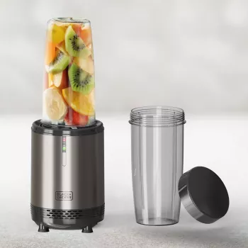 BLACK+DECKER ES9120160B asmeninis blenderis 1000W su 2x 600ml Tritan buteliukais ir kelioniniais dangteliais