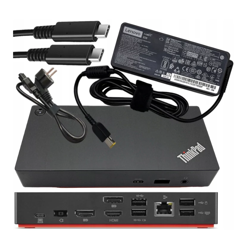Lenovo Renewed ThinkPad Universal USB-C Dock 40AY 90W naudotas su maitinimo adapteriu