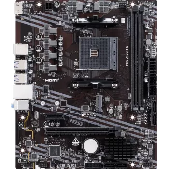 MSI A520M-S AMD A520 AM4 Micro-ATX pagrindinė plokštė - DDR4, HDMI, DVI, VGA, Gigabit LAN