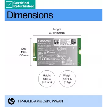 RENEW GOLD HP 4G LTE Modem m.2 WWAN Cat 16 L860-GL-16 mobiliojo ryšio modulis (suderinamas su WWAN-ready EliteBook 630 640 645 660 830 840 860 1040 G11, x360 G11, ProBook 440 460 465 G11, ZBook Firefly Fury Power 14 16 G11 G11A)