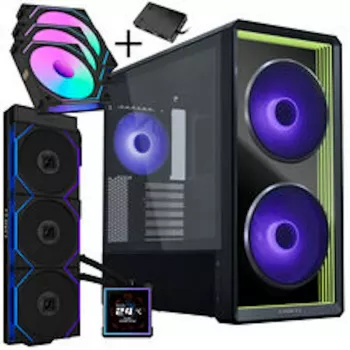 Lian Li LANCOOL 217 INF korpuso rinkinys su HydroShift II LCD-S 360TL AIO ir 3x UNI FAN SL-INF 120 Reverse Blade ventiliatoriais - juoda