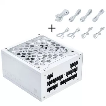 Phanteks Revolt 1200W Platinum Bundle maitinimo blokas su kabelių rinkiniu - baltas