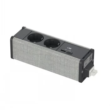 SCHNEIDER ELECTRIC UNICA SYSTEM+ modulinis blokas 2x SCHUKO + USB-A/C, antracitas/pilka