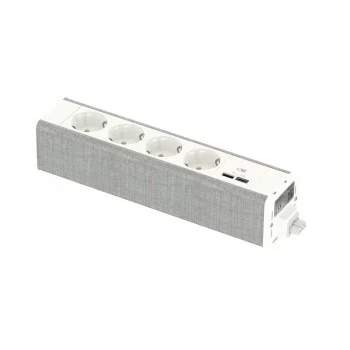 SCHNEIDER ELECTRIC UNICA SYSTEM+ modulinis blokas 4x Schuko + USB-A/C, baltas/pilkas