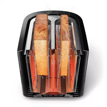 Philips Viva Collection skrudintuvas HD2637/90 su papildomai plačiais angomis ir bandelių šildytuvu, juodas (pažeista pakuotė)