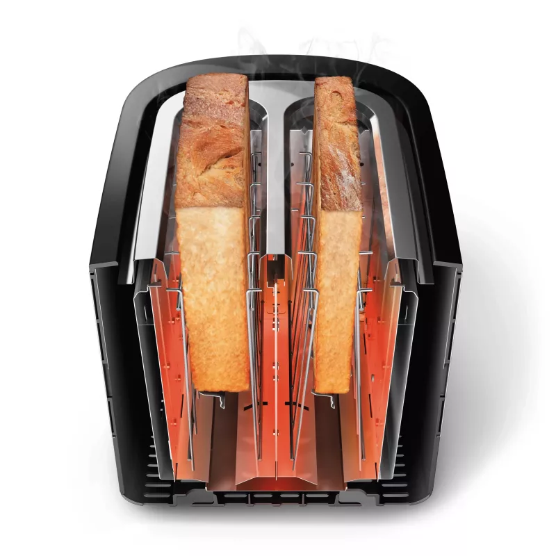 Philips Viva Collection skrudintuvas HD2637/90 su papildomai plačiais angomis ir bandelių šildytuvu, juodas (pažeista pakuotė)