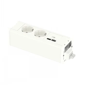 SCHNEIDER ELECTRIC UNICA SYSTEM+ modulinis įrenginys 2xSCHUKO+USB-A/C baltas
